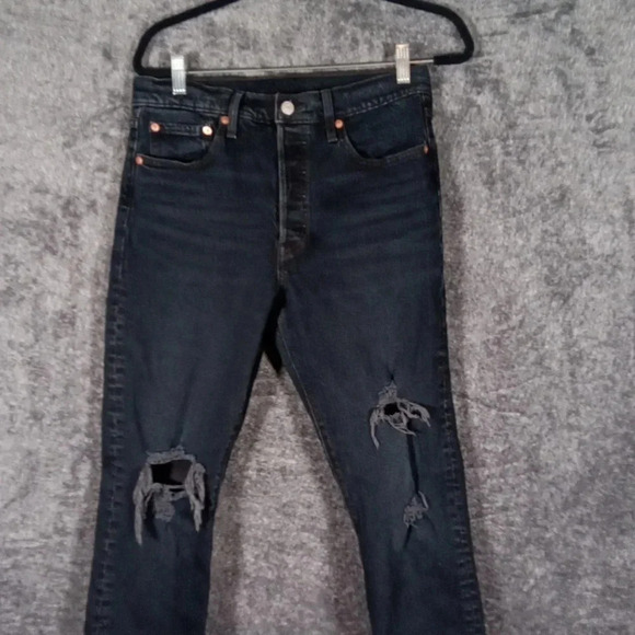 Levi's 501 button fly black  Raw Hem High Rise Distressed Womens  size 29 - Picture 2 of 12